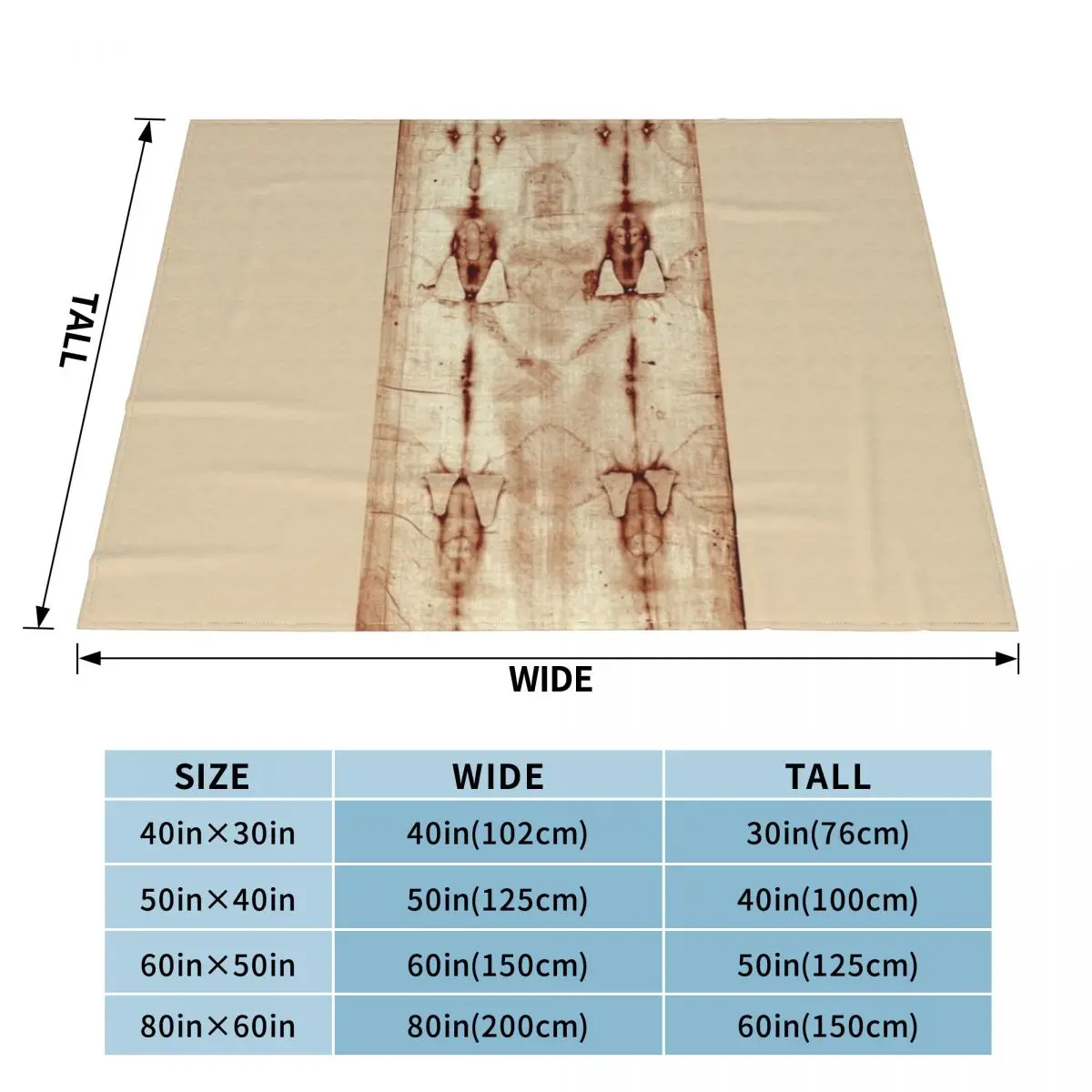 Jesus Shroud of Turin Poster, Jesus Christ Throw Blanket Thermal heavy to sleep Blankets