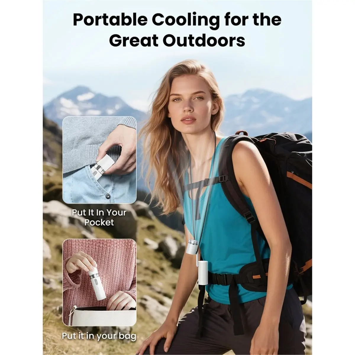 wilwill 18000rpm Portable Allin-One Fan Handheld Foldable Mini Fan with Light 5-Speed & 3-Light Selection Type-C Charging Port
