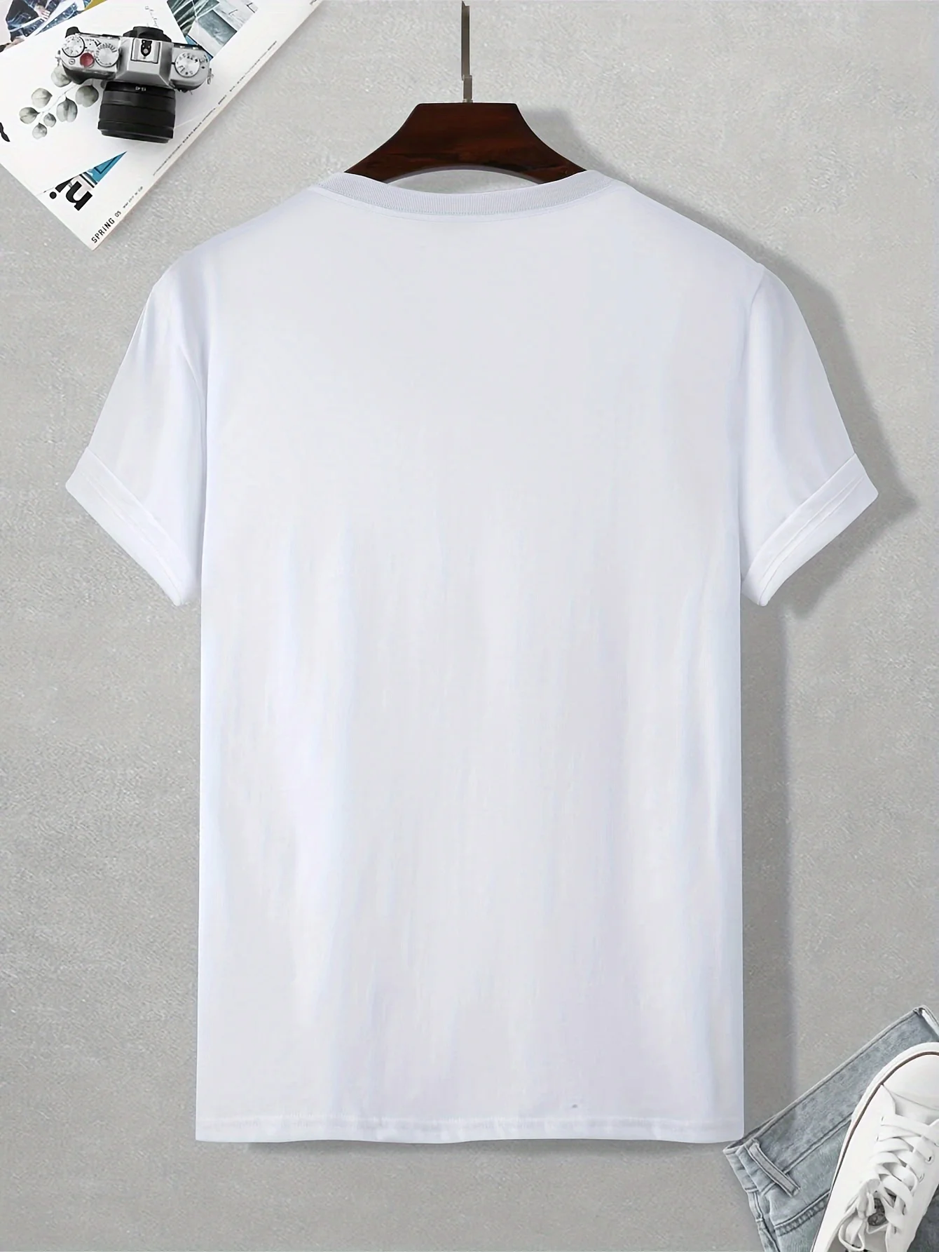 Grateful Letter Print T-shirts à manches courtes et col rond pour hommes, hauts décontractés confortables et respirants légèrement extensibles