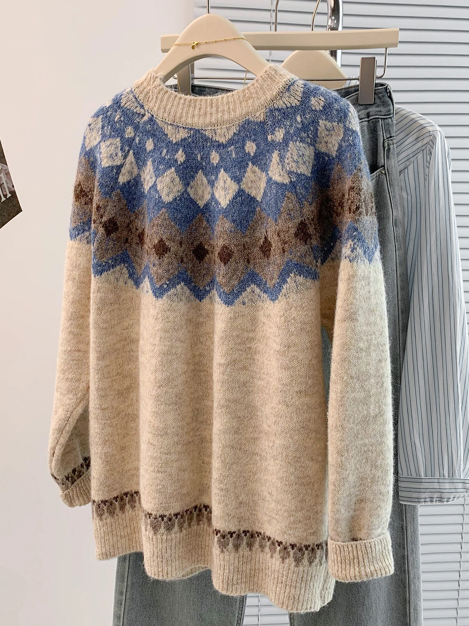 Thiened-suéter largo Sve para mujer, abrigo Vintage Lazy Sle de talla grande para otoño e invierno