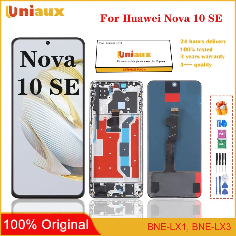 

6.67" Original For Huawei nova 10 SE LCD Touch screen Digititizer Assembly Touch Screen BNE-LX1 BNE-LX3 Display Replacement