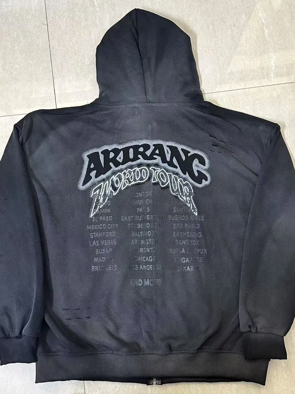 2026 ARIRANG Tour Limited Edition Hooded Zipper Sweatshirt Black Vintage Jacket Men's Trendy Brand Cotton Polyester Long Sleeve