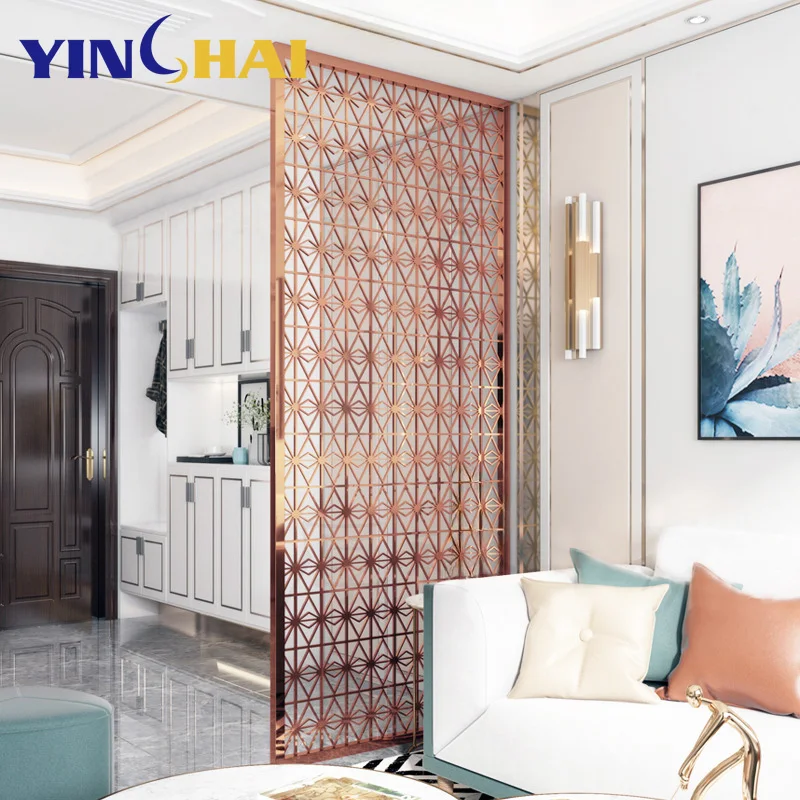 Modern Luxury Gold Metal Wall Divider Partitions Screen Stainless Steel Screened Partitions Wall Partition Room Divider