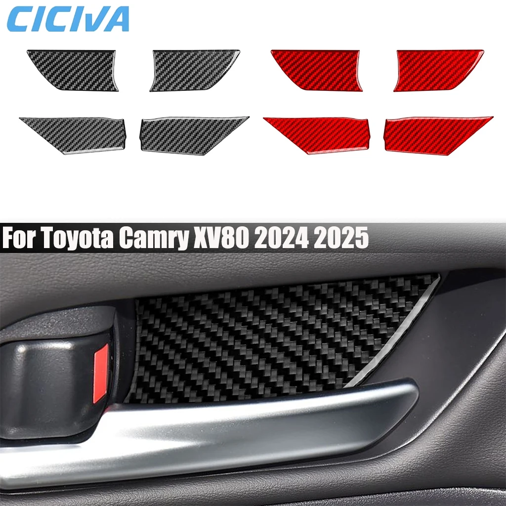 

Carbon Fiber Car Accessories Door Handle Bowl Decorative Interior Cover Trim Modified Sticker For Toyota Camry XV80 2024 2025