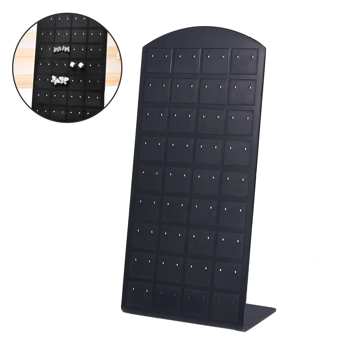 Black Acrylic Earrings Display Board 18.6x8.8x5.6cm Transparent Jewelry Stand Holds Studs Dangles Ear Jewelry Display
