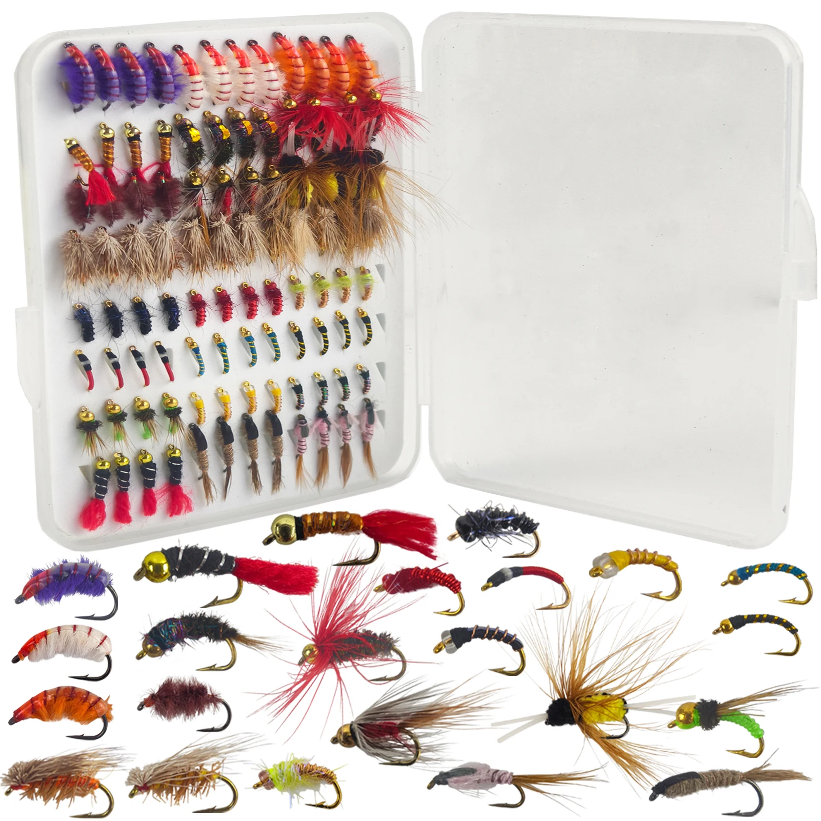 Free Fisher Kit de moscas húmedas y secas para trucha Caddis Zebra - imagen 5
