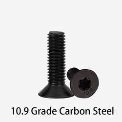 M1.6 M2 M2.5 M3 M4 M5 M6 M8 3-50mm Black 10.9 Grade Carbon Steel Six lobe Torx Countersunk CSK Flat Head Security Screw Bolt