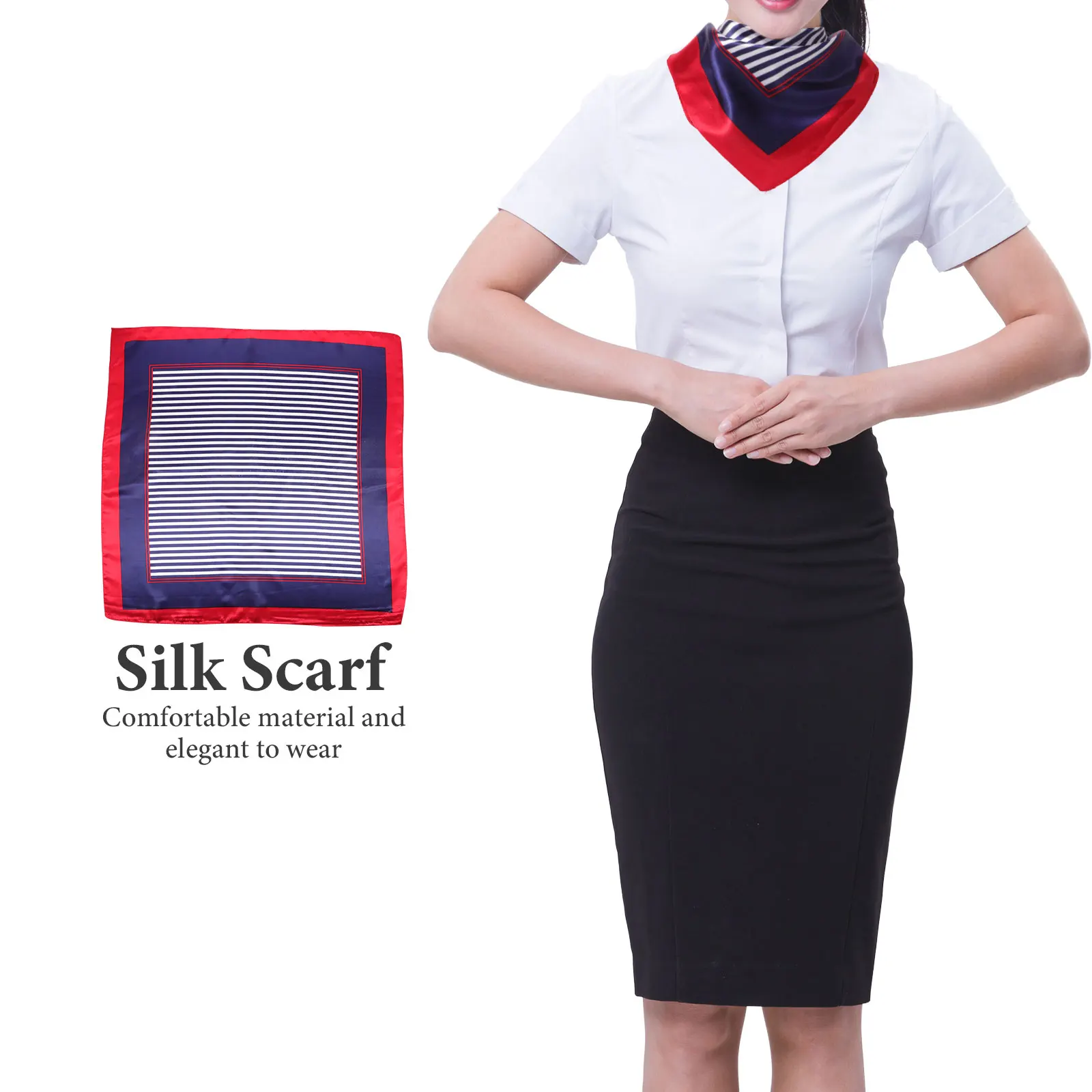 Stewardess Scarf Lightweight Ladies Satin Neck Scarves Women Girls Neckerchief Silk Scarf For Women Party Wedding Gift