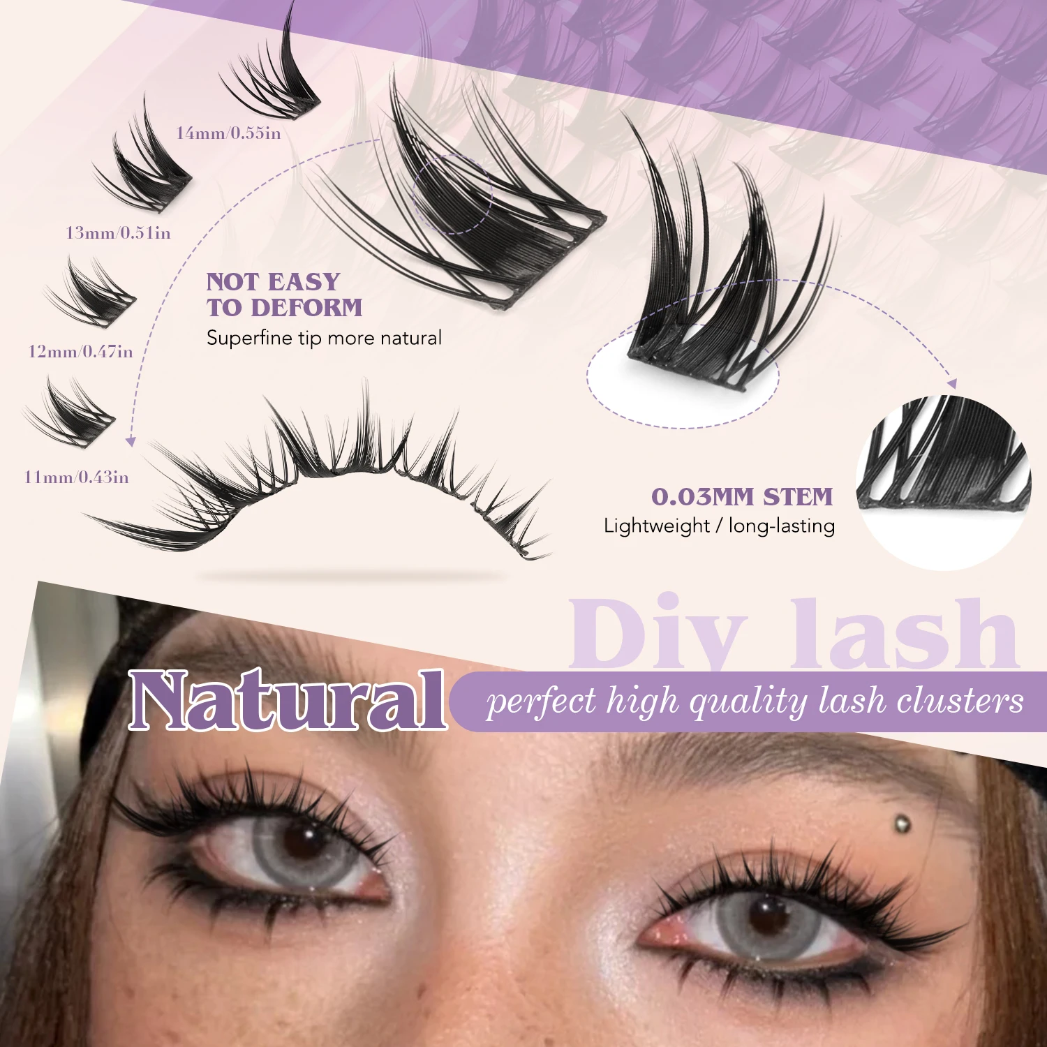 Cat Eye Cluster Lashes, 12 Rows DIY