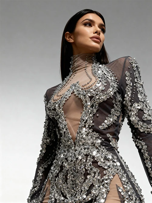 Minivestido de fiesta para discoteca con lentejuelas y diamantes de imitación brillantes, vestido tubo para banquete, cóctel y cena, traje de graduación para mujer