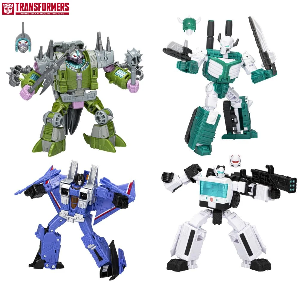 

Transformers Buzzworthy Bumblebee 4-Pack Troop Builder Multipack Decepticon Seeker, Quintesson Trooper, G2 Universe Cybertronian