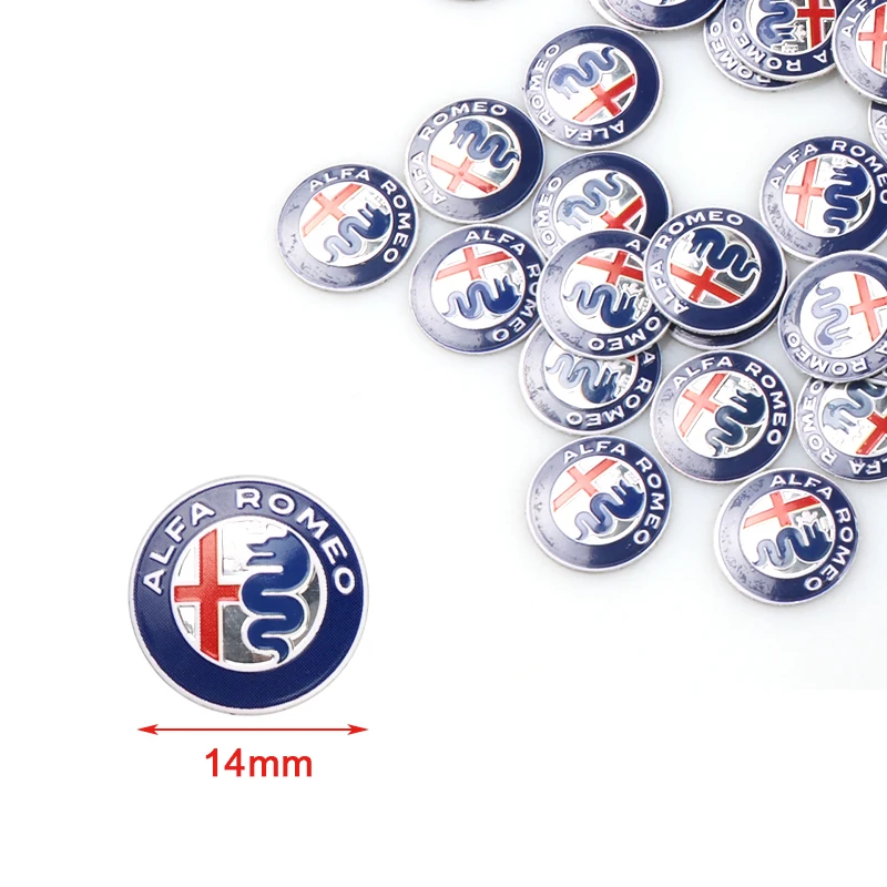 14mm Auto Logo Fernbedienung Schlüssel Emblem Aufkleber Dekoration Aufkleber Zubehör Für Alfa Romeo Giulia Stelvio MiTo Giulietta Tonale ALFA 4C