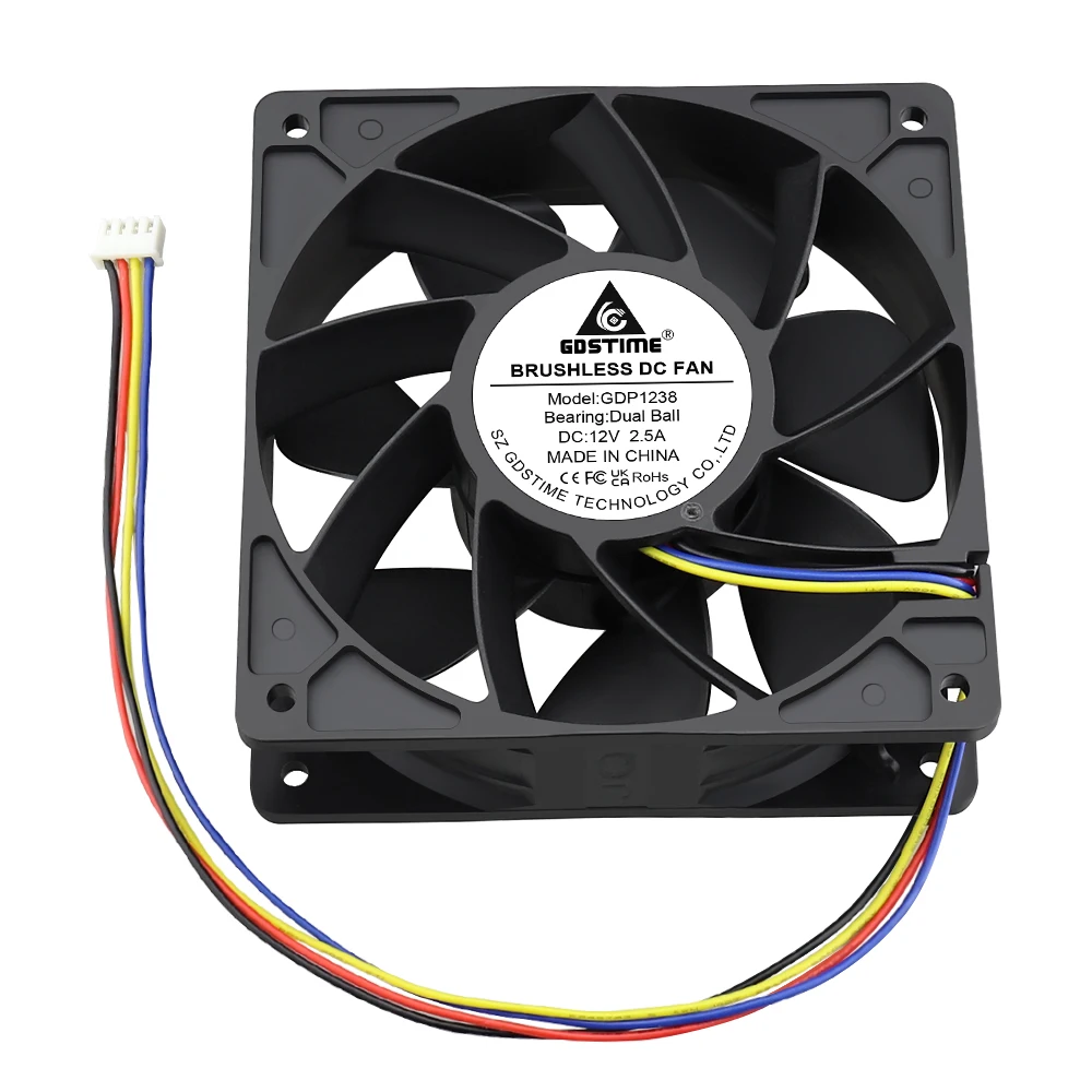 2Pcs GDSTIME DC 12V CPU คอมพิวเตอร์ CPU Cooler พัดลม120มม.ที่มีประสิทธิภาพพัดลม Booster 120X38มม.Dual Ball รุนแรงพัดลม12038 4PIN พร้อม PWM