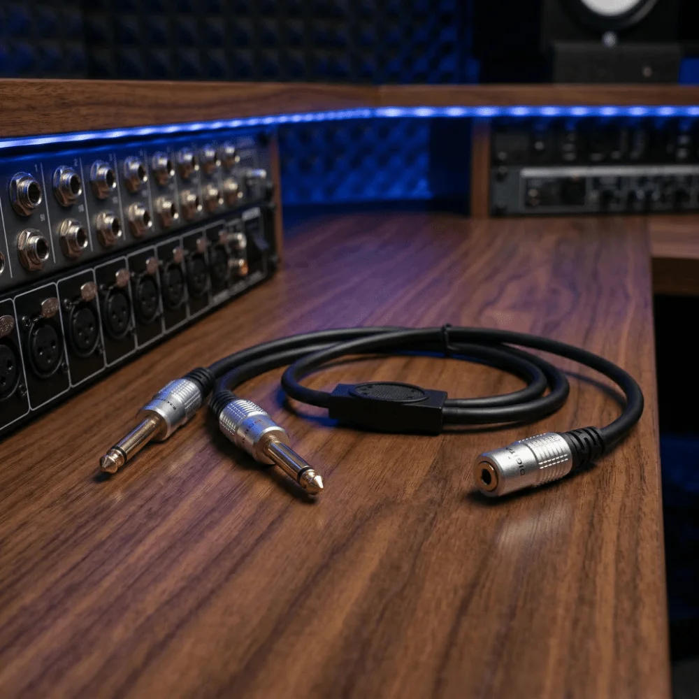 Gold Plated 1/8 Inch to 1/4 Stereo Splitter Y Cable 19.7in 3.5mm Female to Dual 6.35mm Male Dual Channel to Mono Audio Equipment
