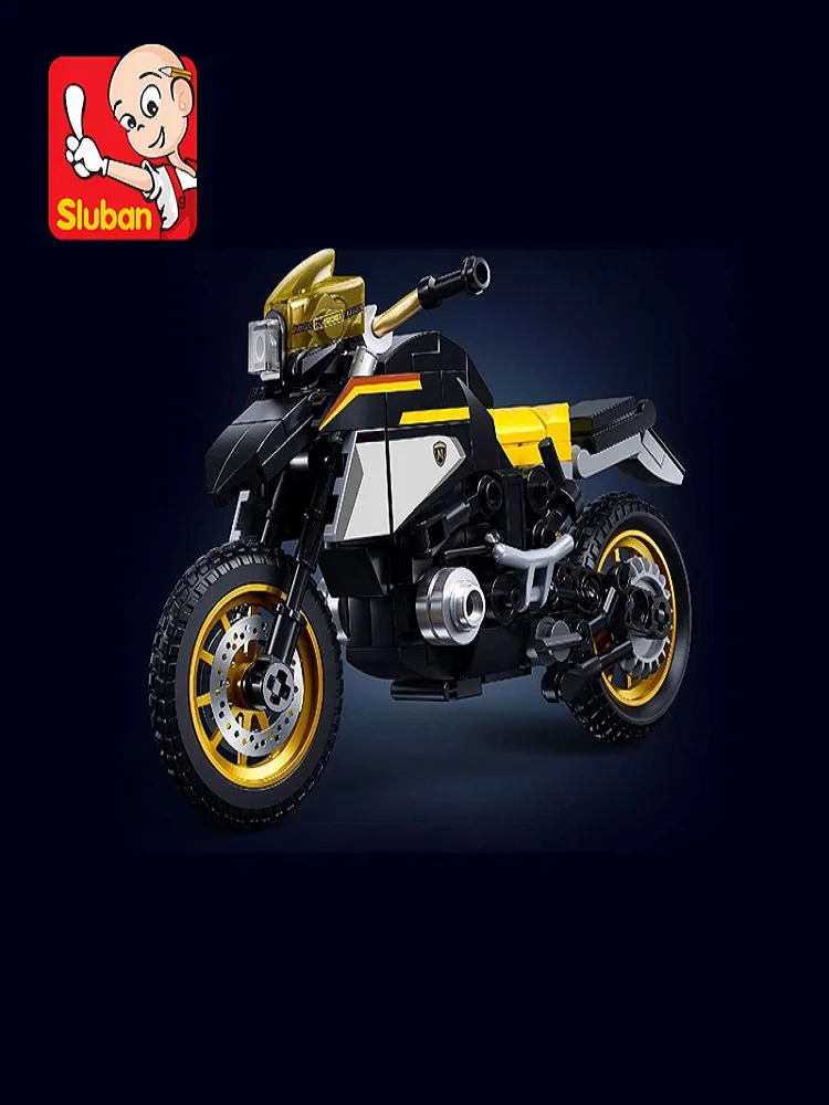 200pcs yellow motorcycle puzzle building blocks, building blocks, small particle building, building blocks DIY, suitable for giv