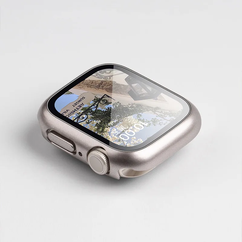 2 Stück gehärtetes Glas + Abdeckung für Apple Watch-Gehäuse 45 mm 41 mm 44 mm 40 mm 42 mm Displayschutzfolie Iwatch Serie 9 4 5 6 SE 7 8 Zubehör