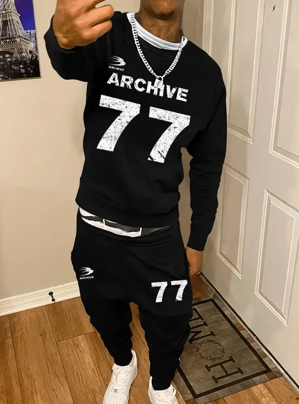 

2025 Y2K Sports Jersey Retro Harajuku Punk Casual Female Male Goth Loose 77 Pattern Long Sleeve Hip Hop Sweater Set Street Wear