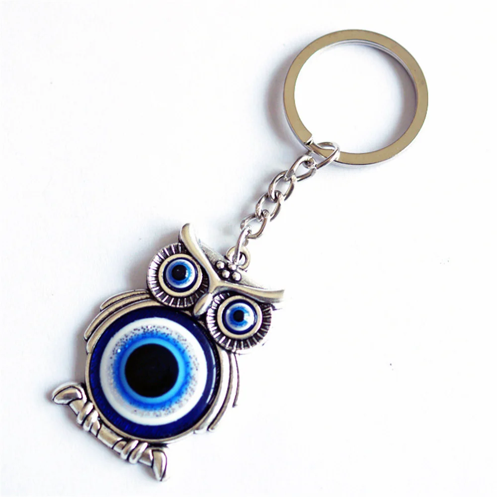 Glück Eule Griechisch Türkisch Blau Bösen blick Schlüssel Kette Auto Schlüssel Anhänger Tier Mode Keychain Halter Tasche Zubehör Schmuck Großhandel