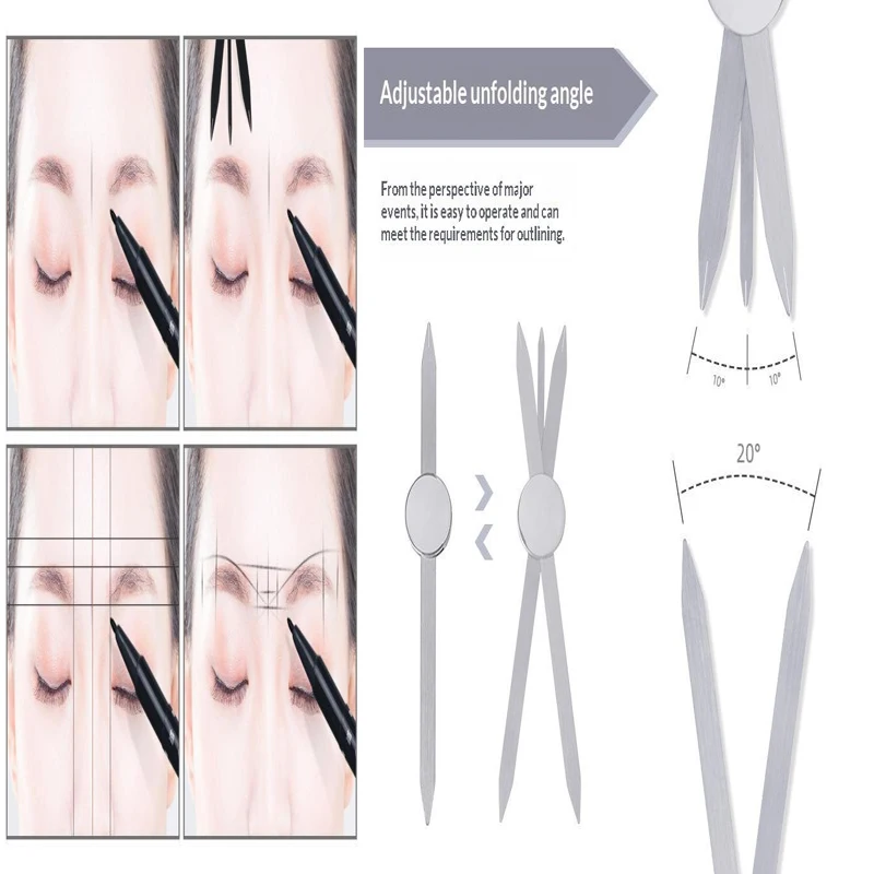 Steel Silver/Gold/Black Microblading Balance Compass Ruler Tattoo Positioning Ruler Eyebrow Design Golden Ratio Ruler TattooTool