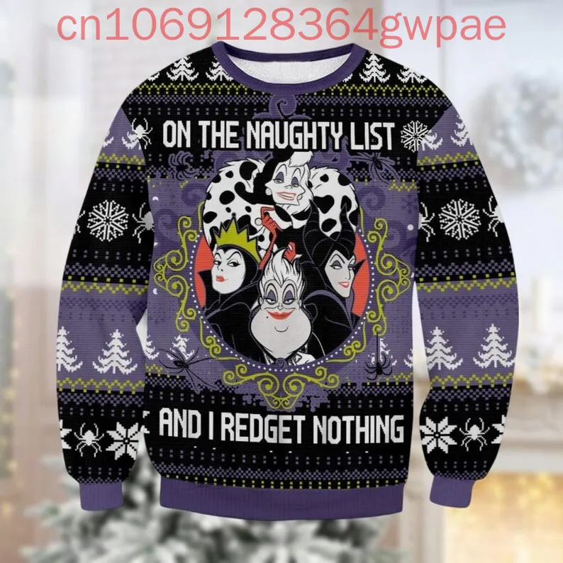 Ursula Purple Black Cartoon Ugly Christmas Sweater 3d Print Men and Women Casual Cartoon Sweatshirt Christmas Sweater