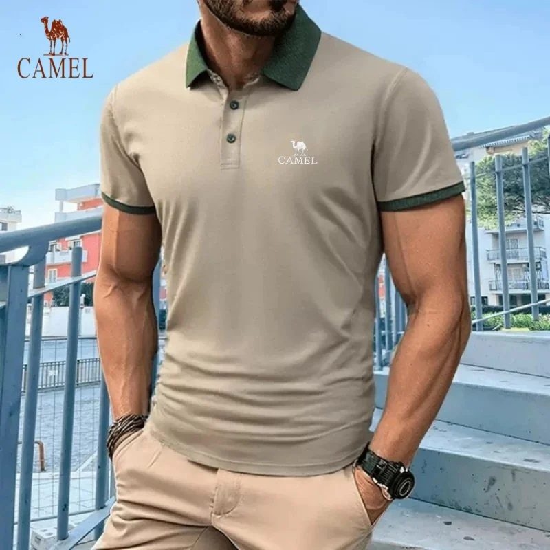 

Summer men's embroidered logo high-quality short sleeved polo shirt, new fashionable, casual, cool and breathable top