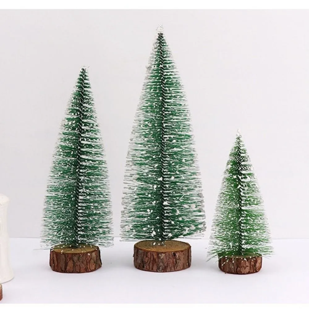 1pc/1set Plastic Mini Snow Pine Model Trees Green 5 Sizes Christmas Decoration Winter Ornaments Scenery Trees DIY Crafts