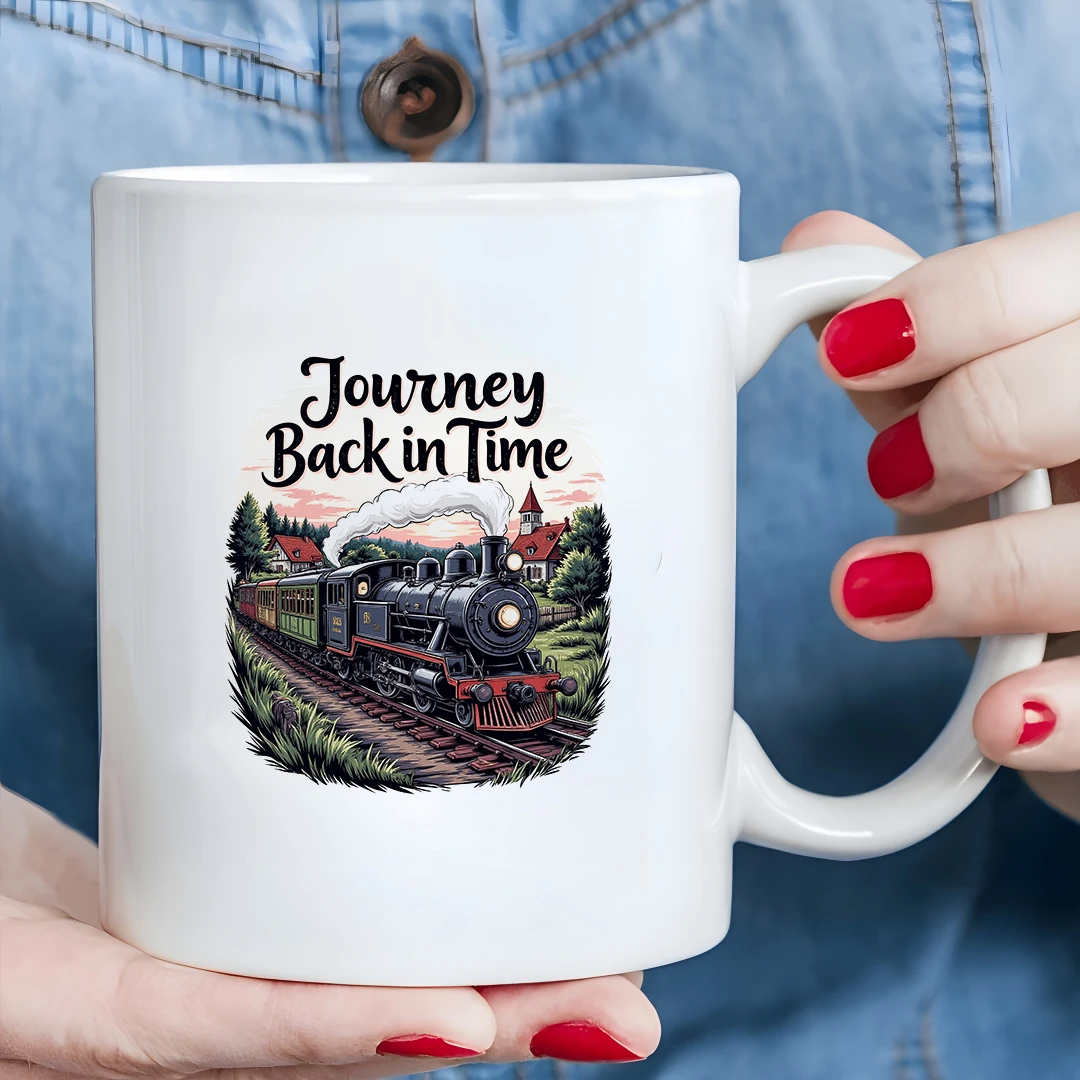 Винтажная кружка с изображением поезда, 11 унций, детская чашка для холодных и горячих напитков, рождественский подарок, семейная офисная чашка