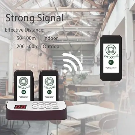 PANDAAR 911 Smart Restaurant Pager Calling System,200m Open Space Communication,16-Hour Battery Life,Ideal for Food Truck & Cafe
