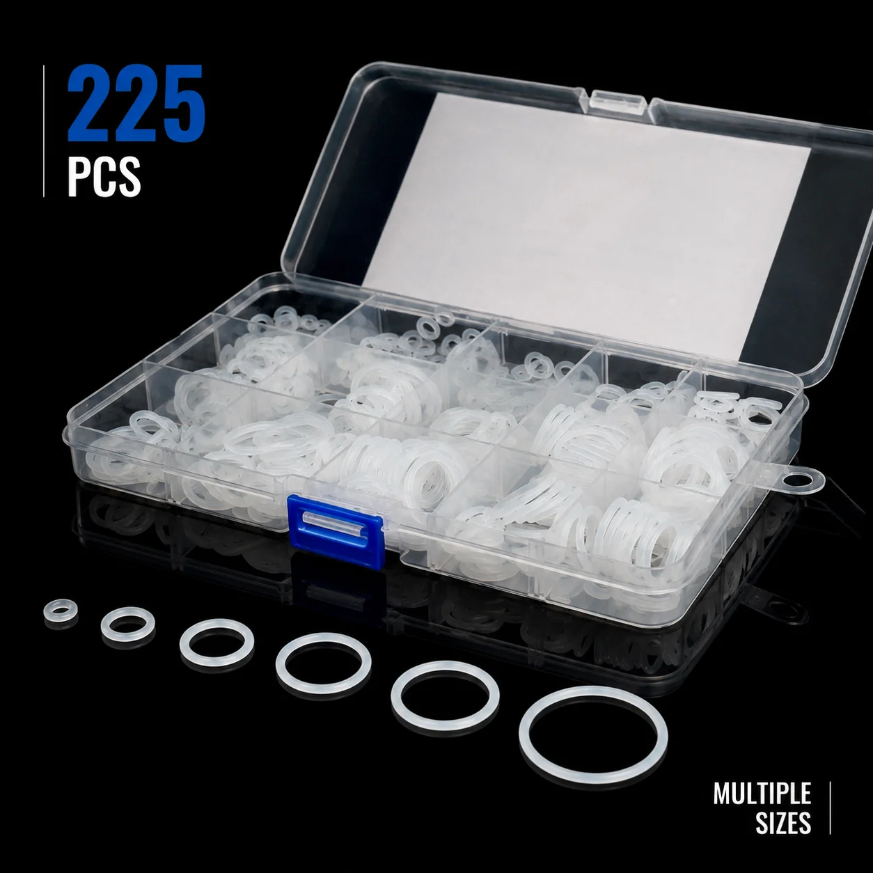 VMQ Silicone Combination Kit White O-ring 225 CS 1.9/2.4mm OD 6-20mm Cold and Hot Environment Universal Rubber Ring