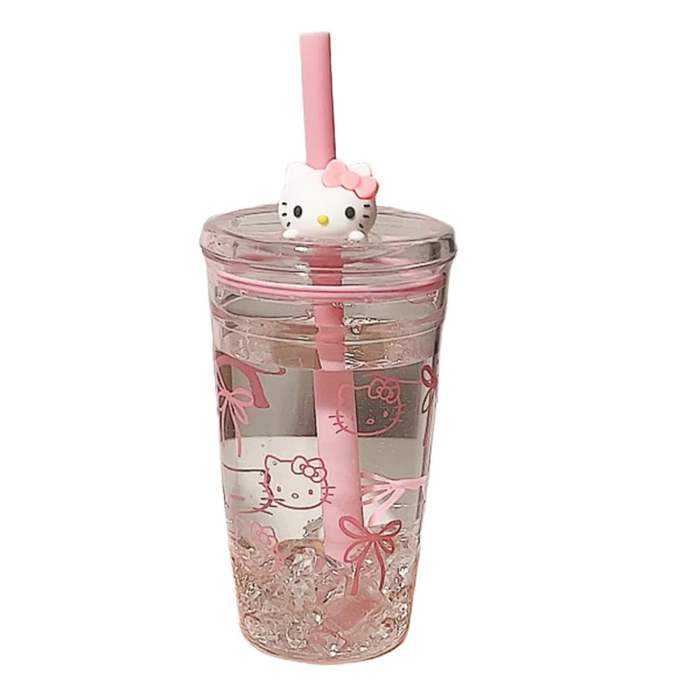 Sanrio Hello Kitty Cute Student Water Cup Office Girls Large Capacity Portable High Temperature Resistant Transparent Water Cup