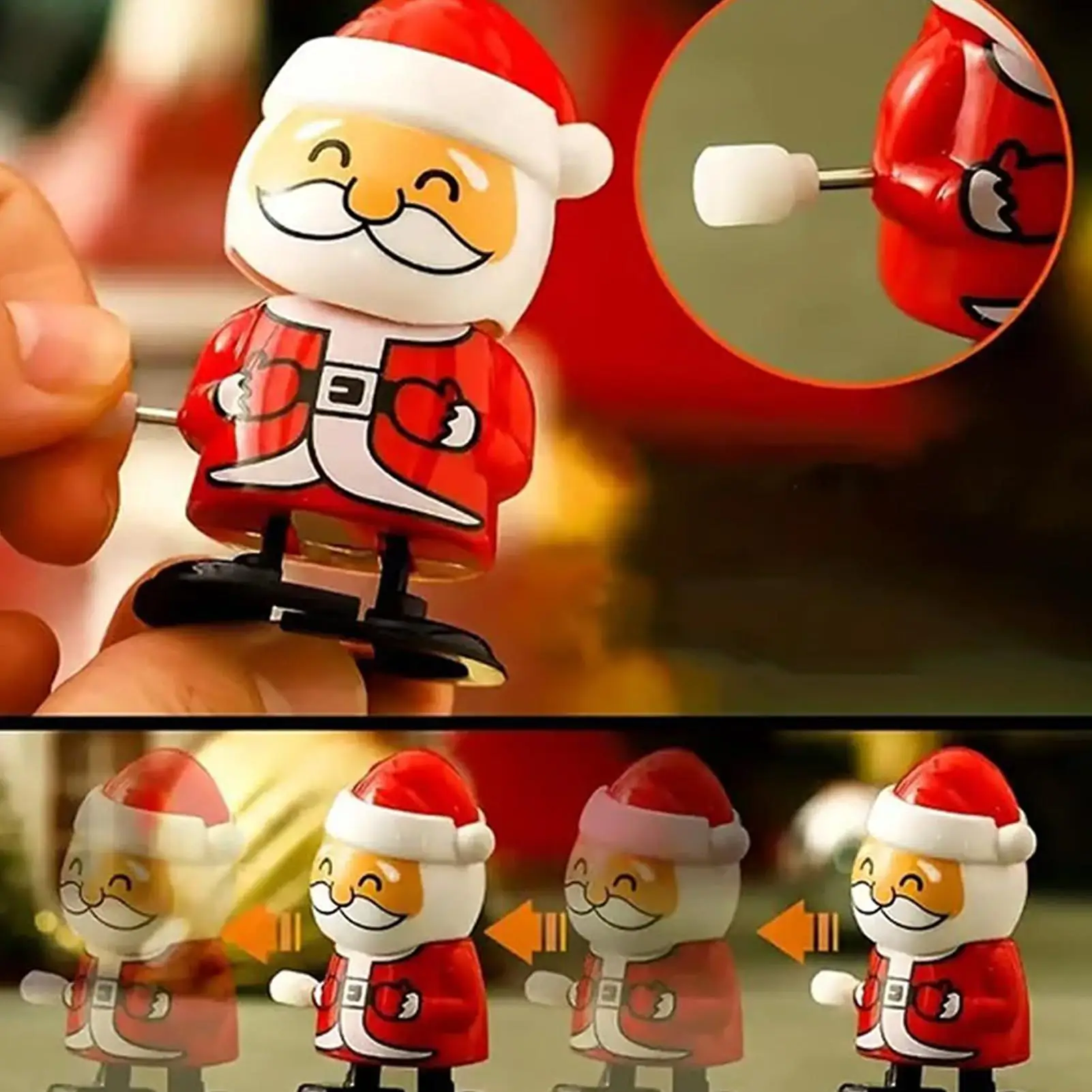 Pequeño juguete de cuerda navideña, 12 piezas, juego de cuerda de temporada, mecanismo de relojería, juguete de baile de Navidad para niños y niñas, fiesta navideña