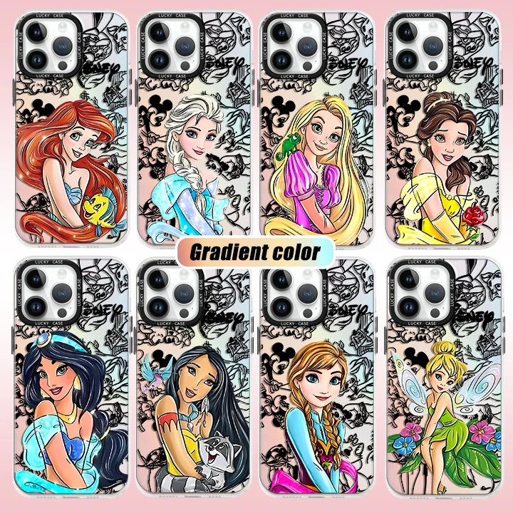 

Disneys Princess Rapunzel Ariel Hot Phone Case for iPhone 15 14 13 12 11 Pro Max X XR XSMax 7 8 Plus Matte Laser Gradient Cover