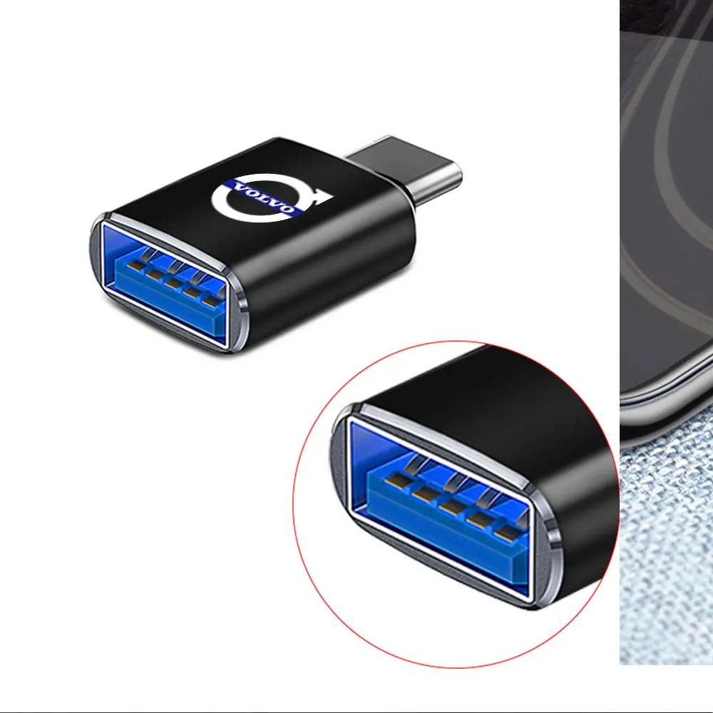 Car USB Cable Converter OTG Adapter Phone Charging Converter For Volvo Rdesign T6 AWD C30 C70 S40 S60 S70 S90 V40 V60 XC30 XC40