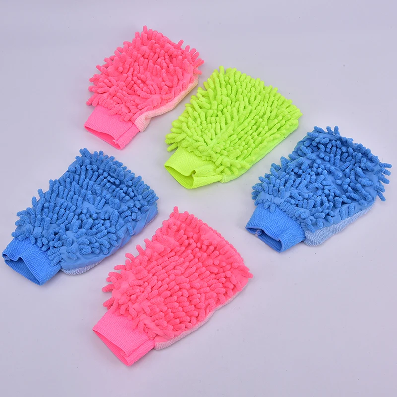 

1pc Car Wash Gloves Ultrafine Fiber Chenille Microfiber Cleaning Washing Tool Auto Care Double-faced Glove Random Color