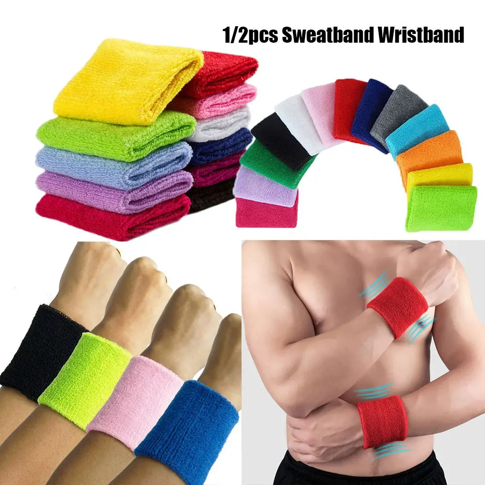 High Quality Brace Wraps Guards Unisex Soft Comfortable Gym Sweat Wristband Tennis Hand Bands Cotton Wrist Band Sport Sweatband