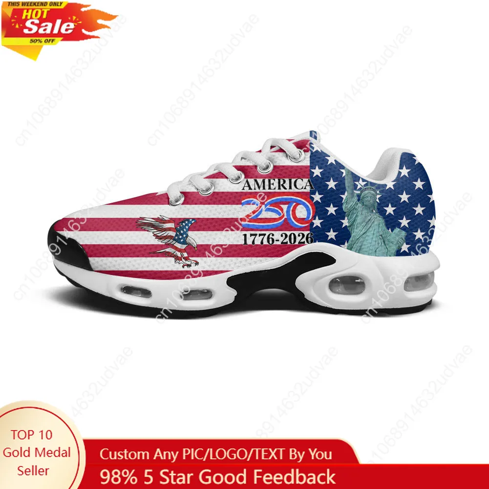 

America 250th Anniversary 1776-2026 Air Cushion Sneakers Mens Womens Running Lightweight Sports Shoes Elastic Customized Shoes