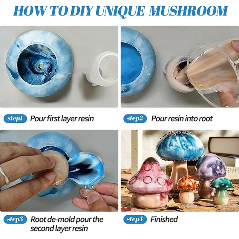 Molde silicone cogumelo 3d, decorações para casa, molde cristal epóxi cogumelo para fundição resina, ornamentos