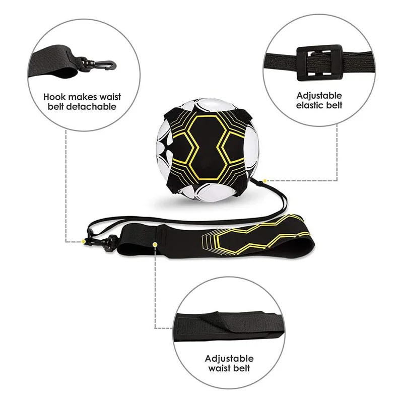 Single Soccer Trainer, Soccer Kick and Throw Single Training Aid, Ball Control Training, Adjustable Child Adult Auxiliary Belt