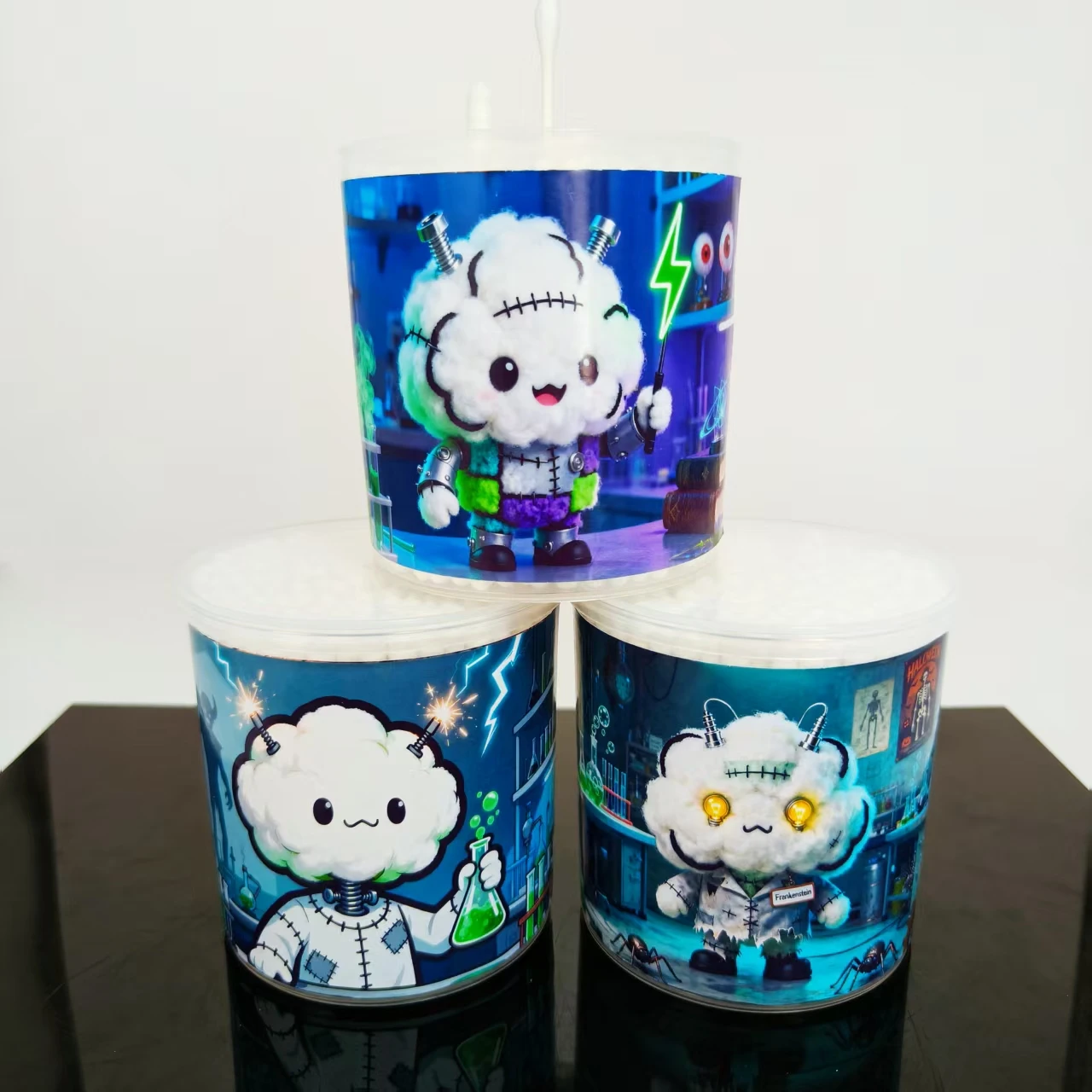 800 Stück/1000 Stück Wissenschaftslabor-Themenmuster Wattestäbchen Stick weißer Zylinder Box Wattestäbchen