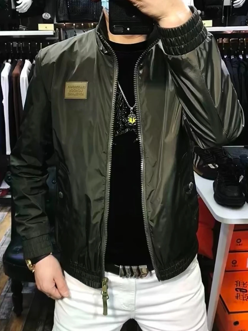 

New Spring Autumn Men's Luxury Lightweight Stand Collar Jaet Comfortable Versatile Trendy Faionable Haome Outerwear