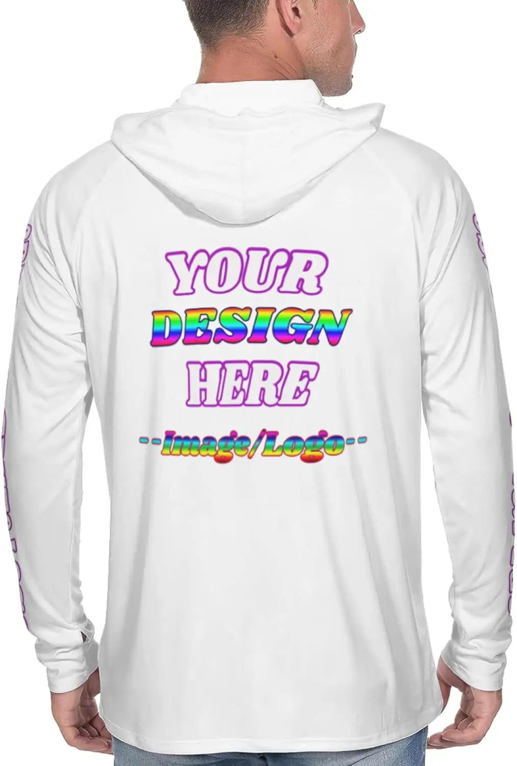 남성용 맞춤형 자외선 차단 후드티 여성용 맞춤형 긴 소매 티셔츠 나만의 맞춤형 경량 후드티를 디자인하세요.