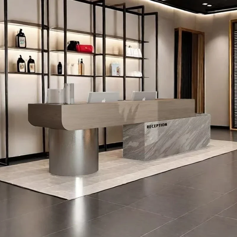 Beauty Salon Storage Reception Desks Counter Cosmetics Customer Center Exhibitor Luxury Mostrador De Tienda Office Furniture