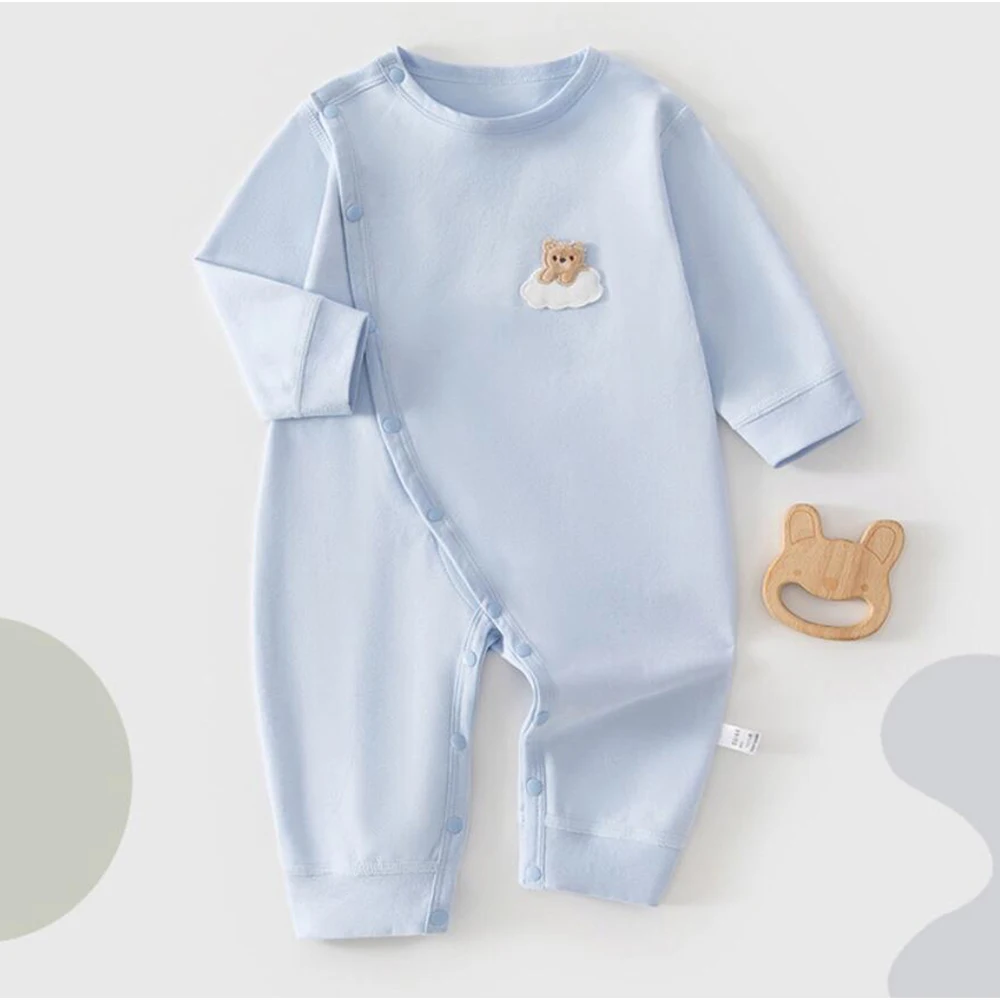 Baby Girl Romper Long Sleeve 100% Combed Cotton Solid Color Newborn Clothes Spring Valentine Infant Boy Jumpsuit