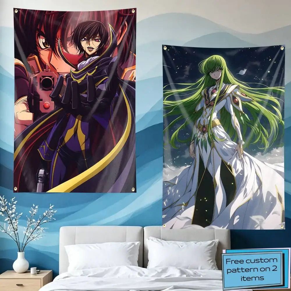 L-Lelouch CC Code Geass Anime Flag Tapestry Banner for Bedroom Living Room Outdoor Camping Custom Supported