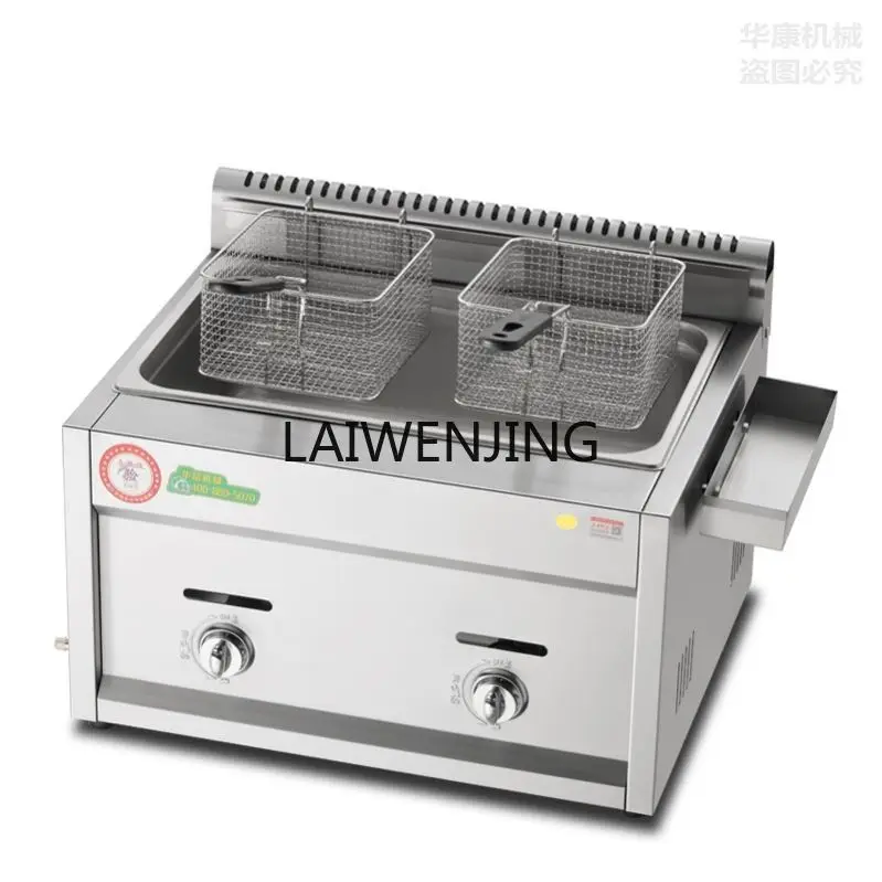 LYN Commercial Gas Fryer Multifunctional Double Cylinder Fryer Special for Gas Stall