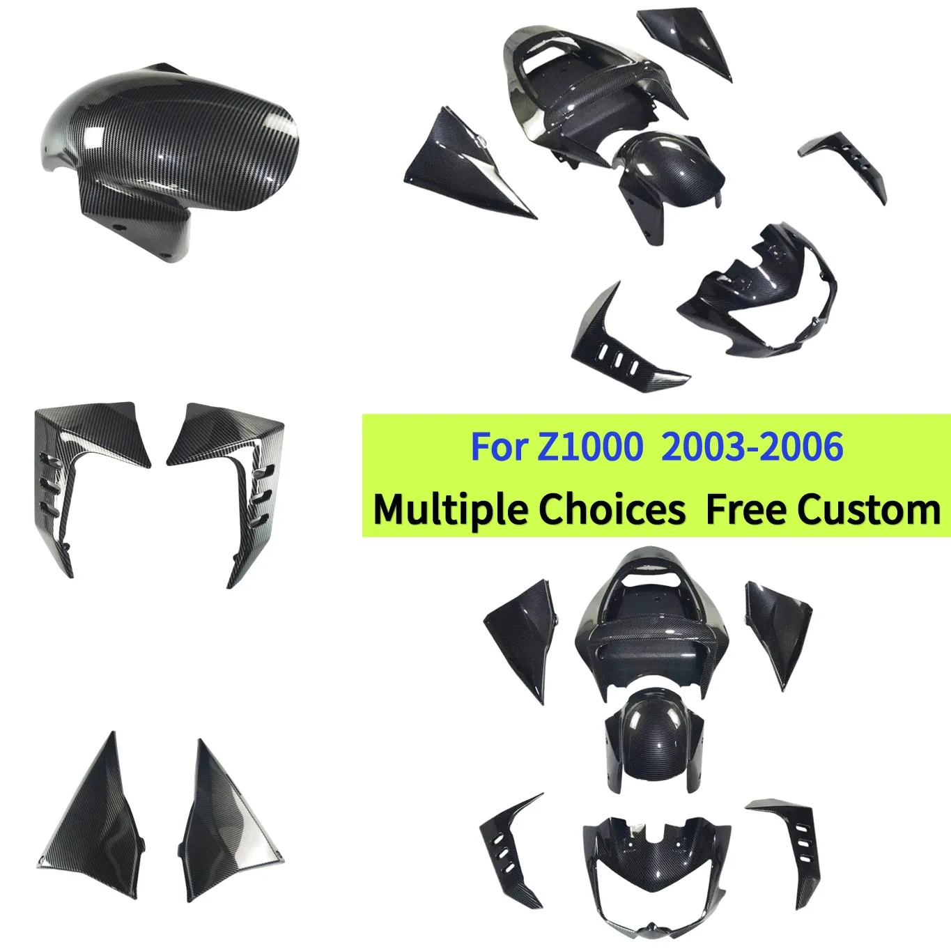 

Carbon Fiber Fairings kits For Kawasaki Z1000 2003 2004 2005 2006 ZRT00A Street Style Fairings Injection Bodywork Shell