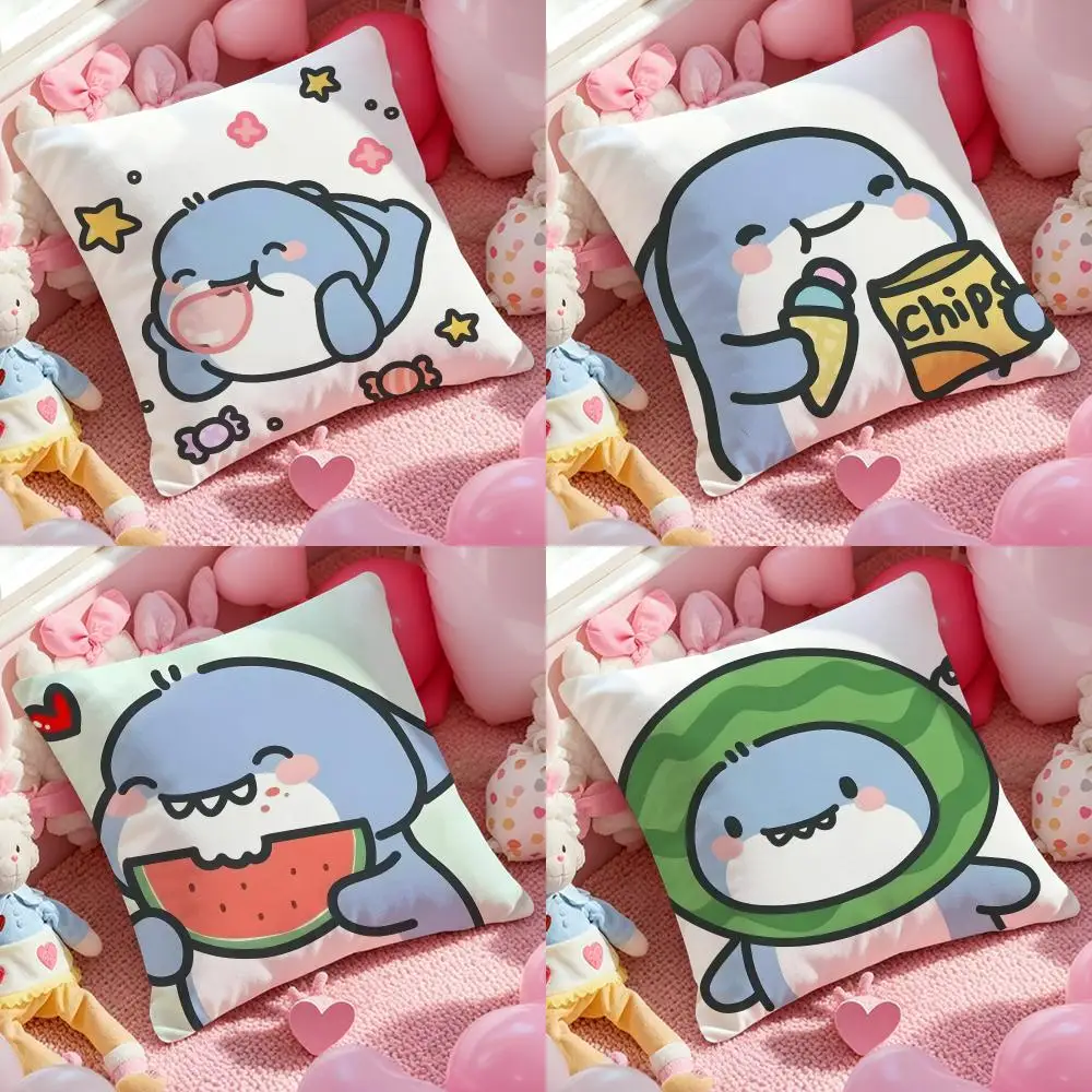 Cute Sharks Monster Picture Cushion Cover Cushion Cover Soft & Easy-Wash Versatile For Couch, Bed, Travel And Office