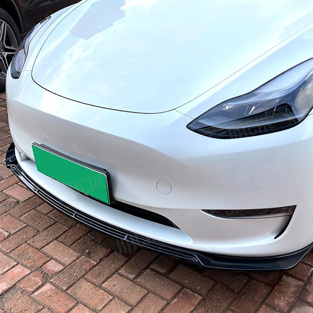 

Для Tesla Model Y 2020+ ABS глянцевый черный передний спойлер для губ, диффузор, сплиттер, защита спойлера, автомобильный бампер, защита для подбородка, карбоновый вид