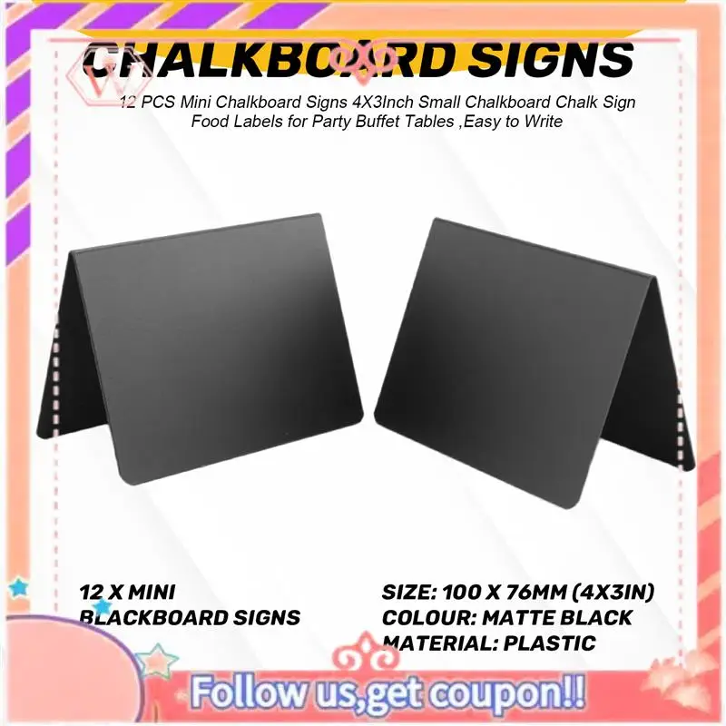 Upgraded 12 PCS Mini Chalkboard Signs 4X3inch Small Chalkboard Chalk Sign Food Labels For Party Buffet Tables ,Easy To Write