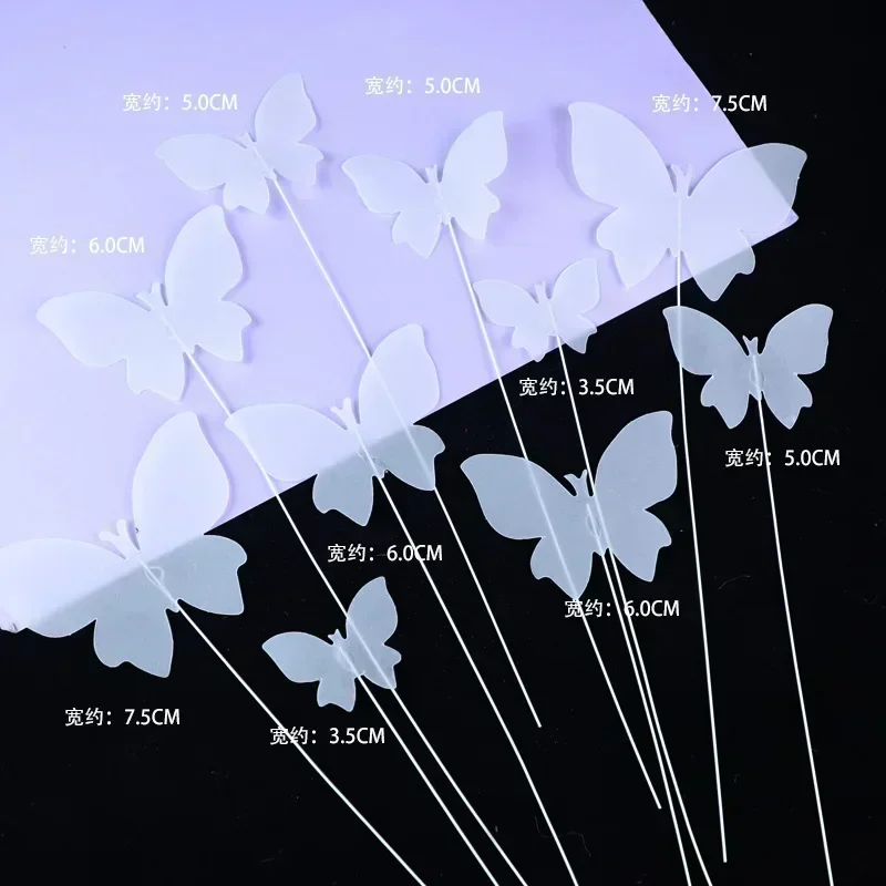 10/40pcs White Butterfly Birthday Cake Baking Decoration Plugin Beautiful Cake Princess Rice Paper Wafer Paper Cake Dessert Tool